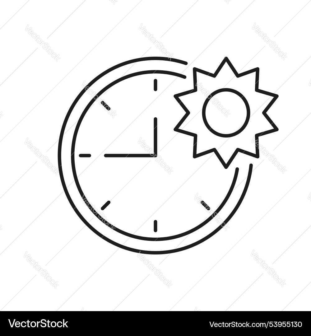 Sun and clock line icon time of day for daily Sun and clock line icon time of day for daily vector image