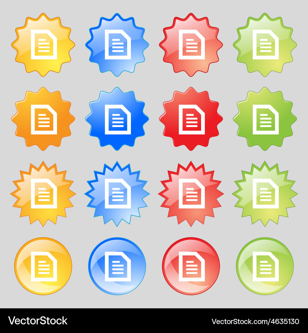 Text file document icon sign big set of 16 vector image