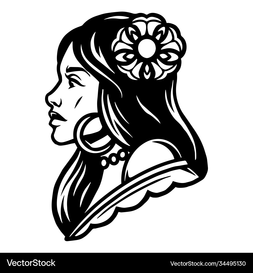 Vintage tattoo concept attractive woman Vector Image