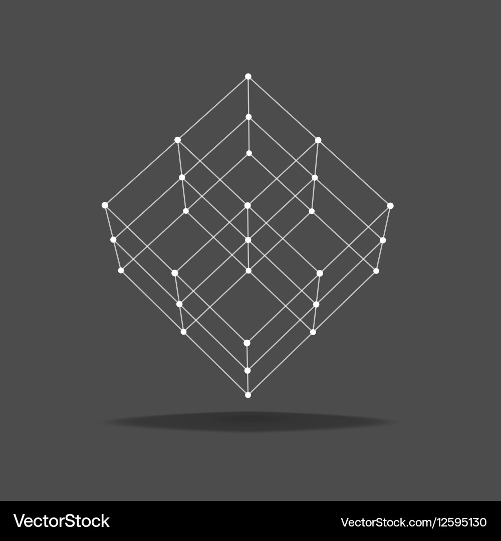 Wireframe Cube Icon Vector Image