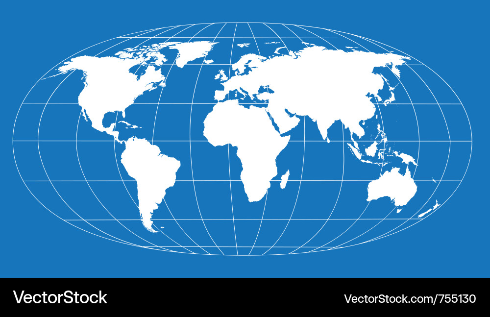 World Map with Grid Vector Image