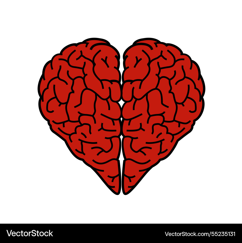 Abstract image combining a brain and heart Abstract image combining a brain and heart vector image