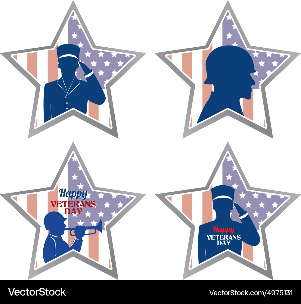 Abstract veteran day objects on a white background Vector Image