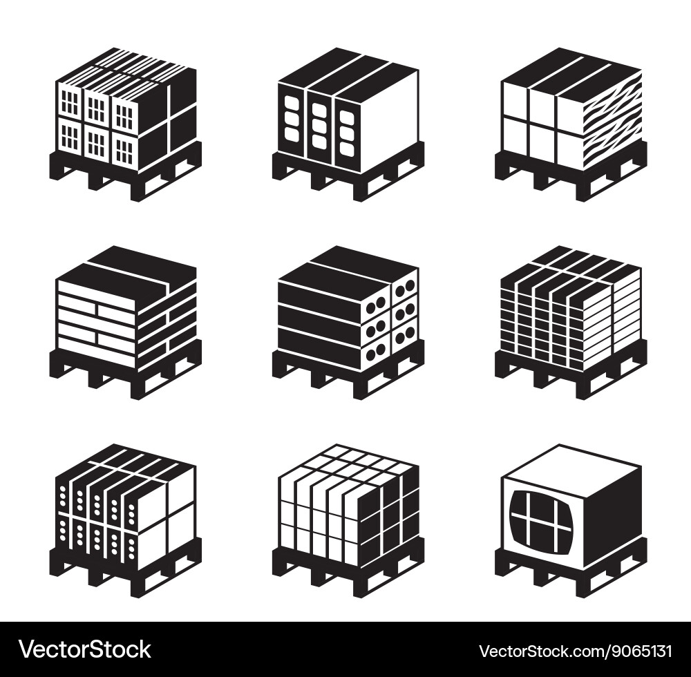 Building Materials: Pallets with Bricks and Concre vector image