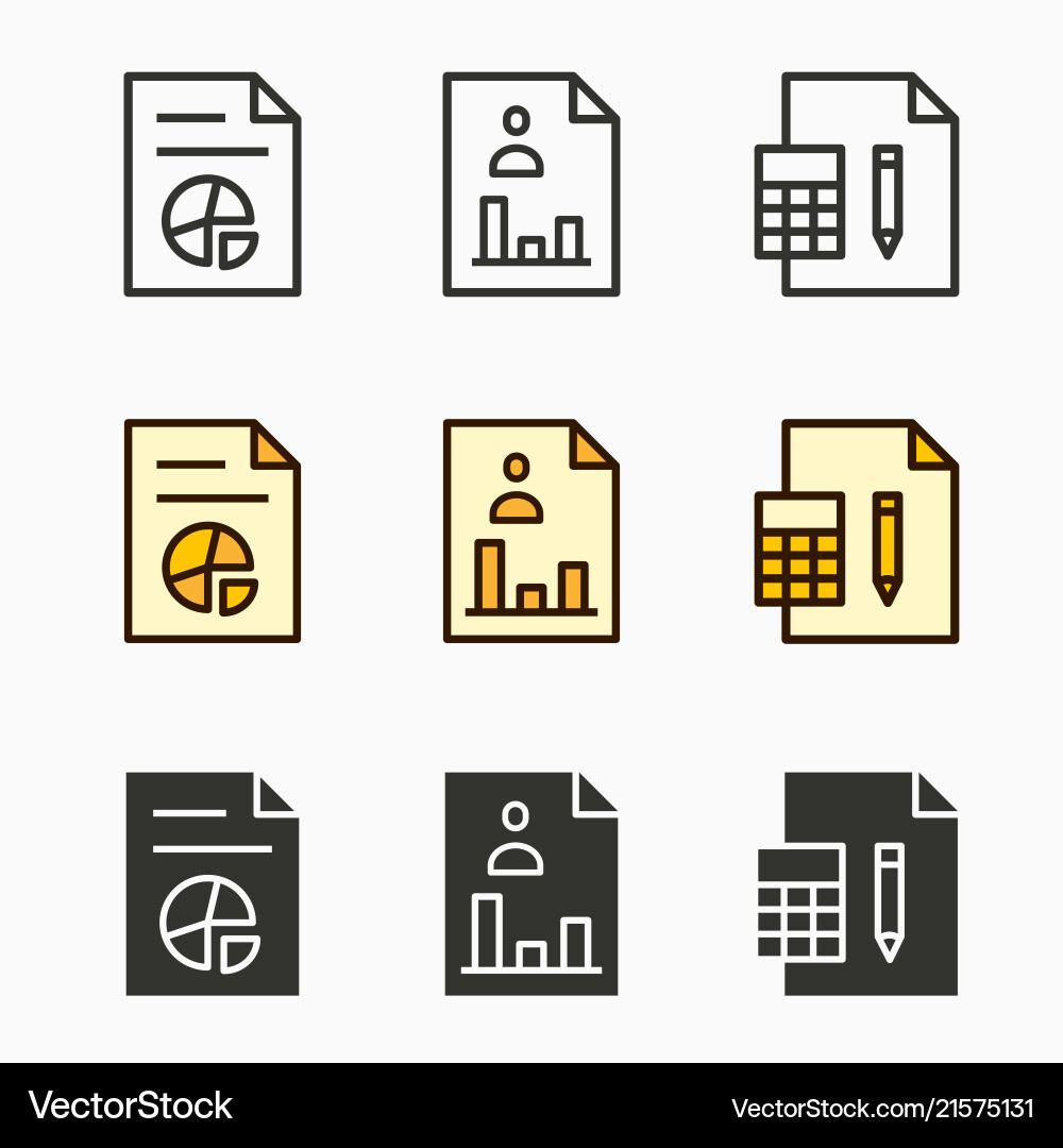 Business Report Icons Set Vektorbild