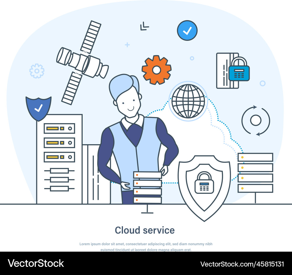 Cloud Service Datenbank Netzwerk Computing Cloud Service Datenbank Netzwerk Computing Vektorbild