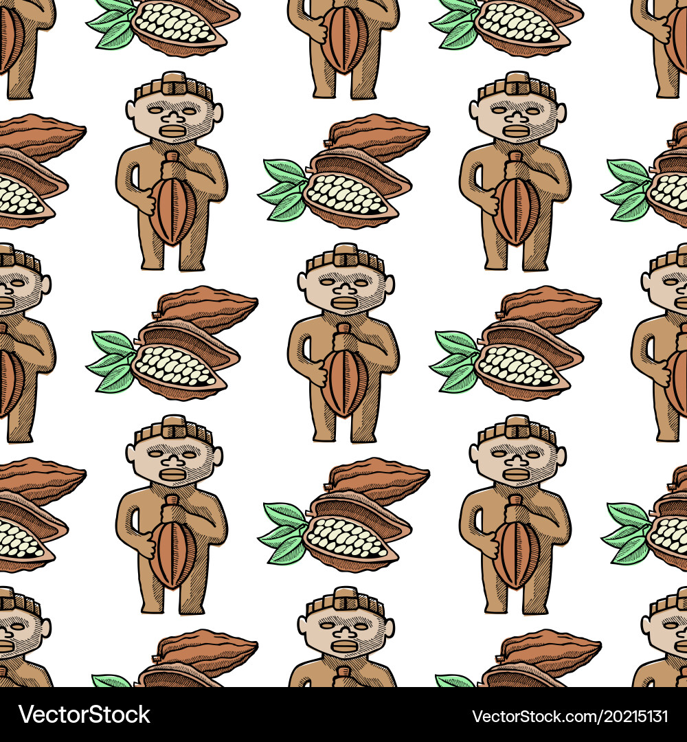 Cocoa hand drawn sketch seamless pattern vector image