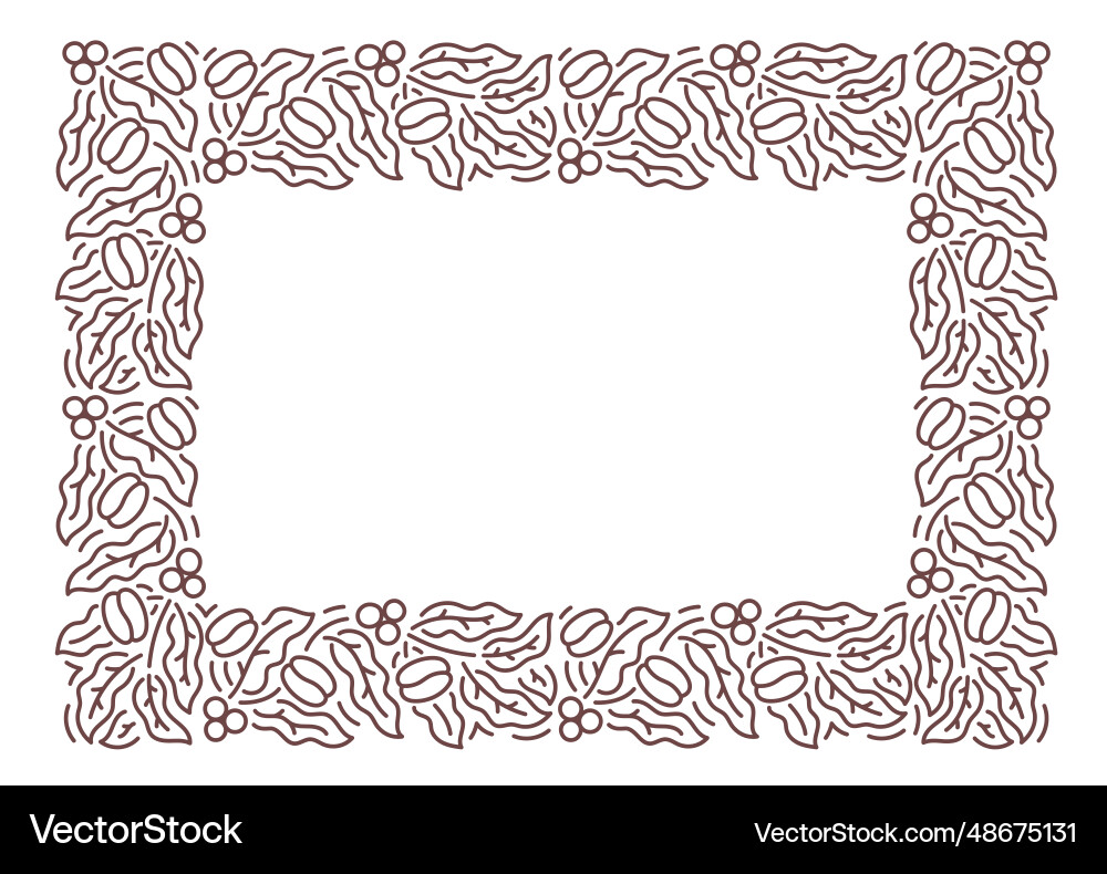 Coffee pattern rectangular frame ornament design vector image