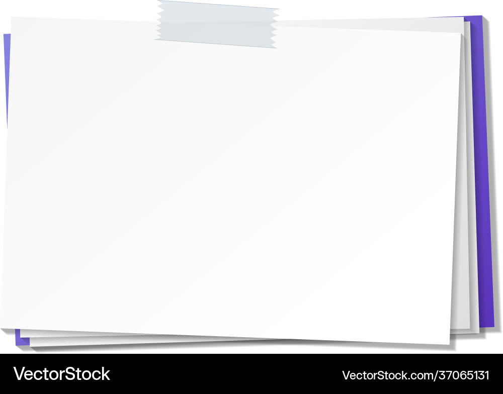 Empty paper note template stick with tape Vector Image