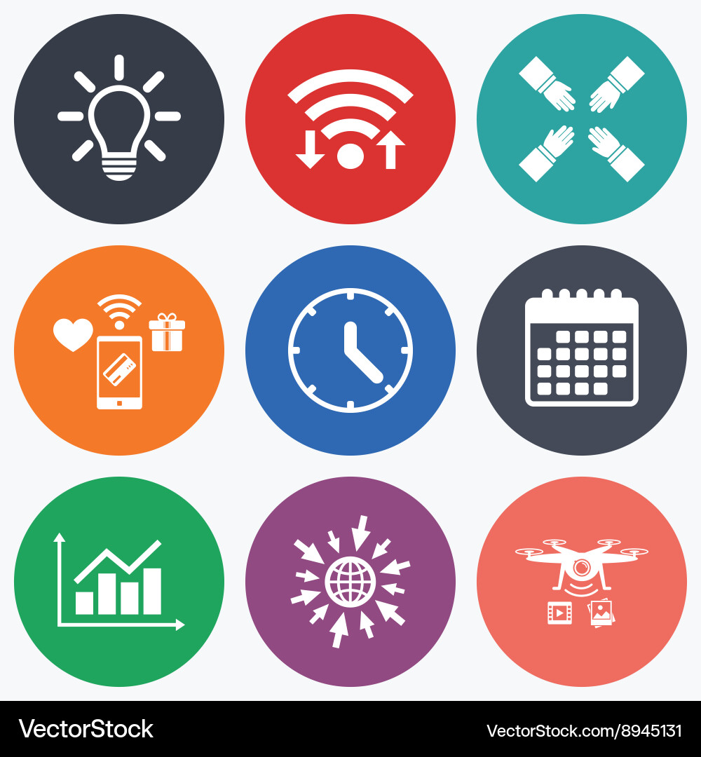 Lamp idea and clock time graph chart diagram vector image