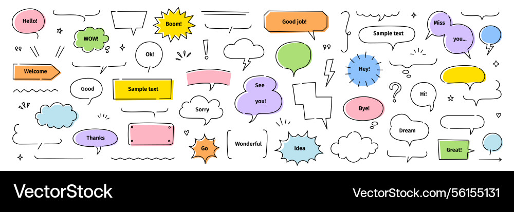 Line frame text speech bubble set balloon Line frame text speech bubble set balloon vector image