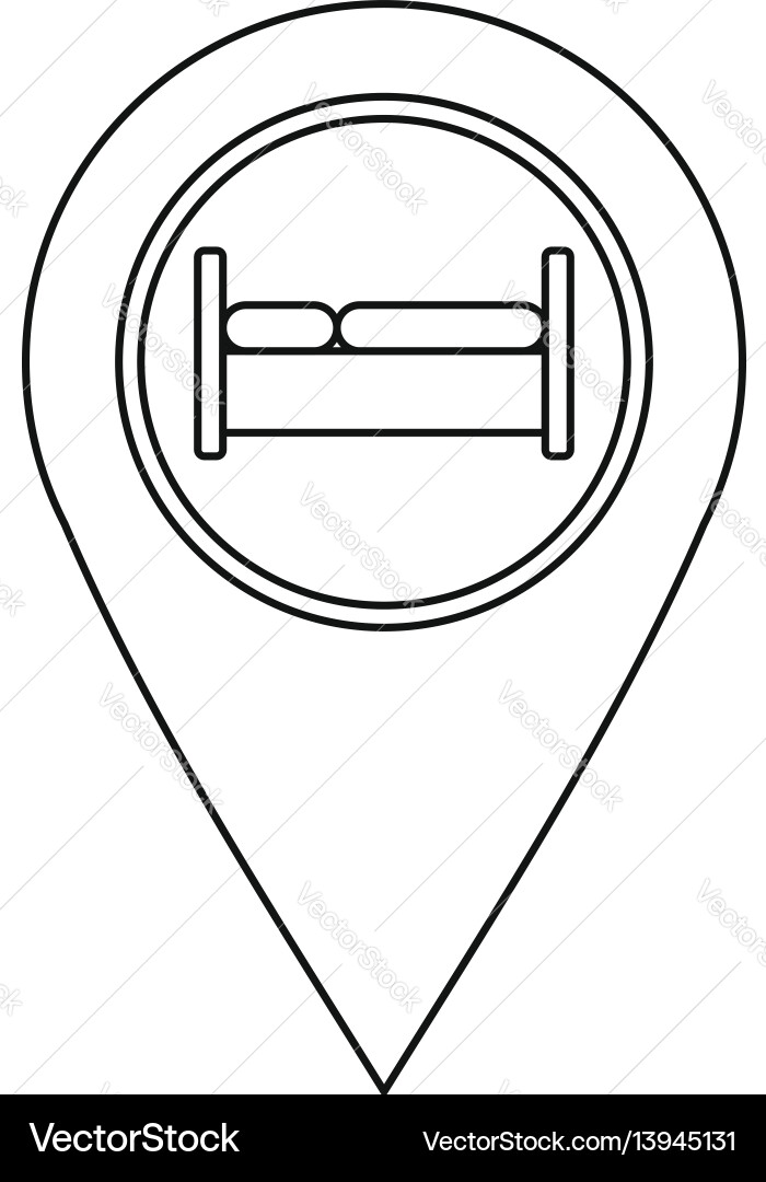 Map pointer with hotel sign icon outline style Map pointer with hotel sign icon outline style vector image