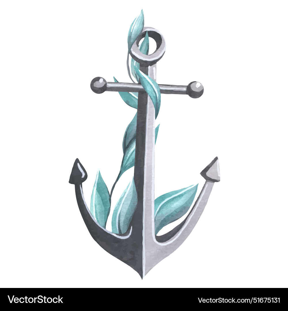 Sea anchor is metallic black with turquoise Sea anchor is metallic black with turquoise vector image