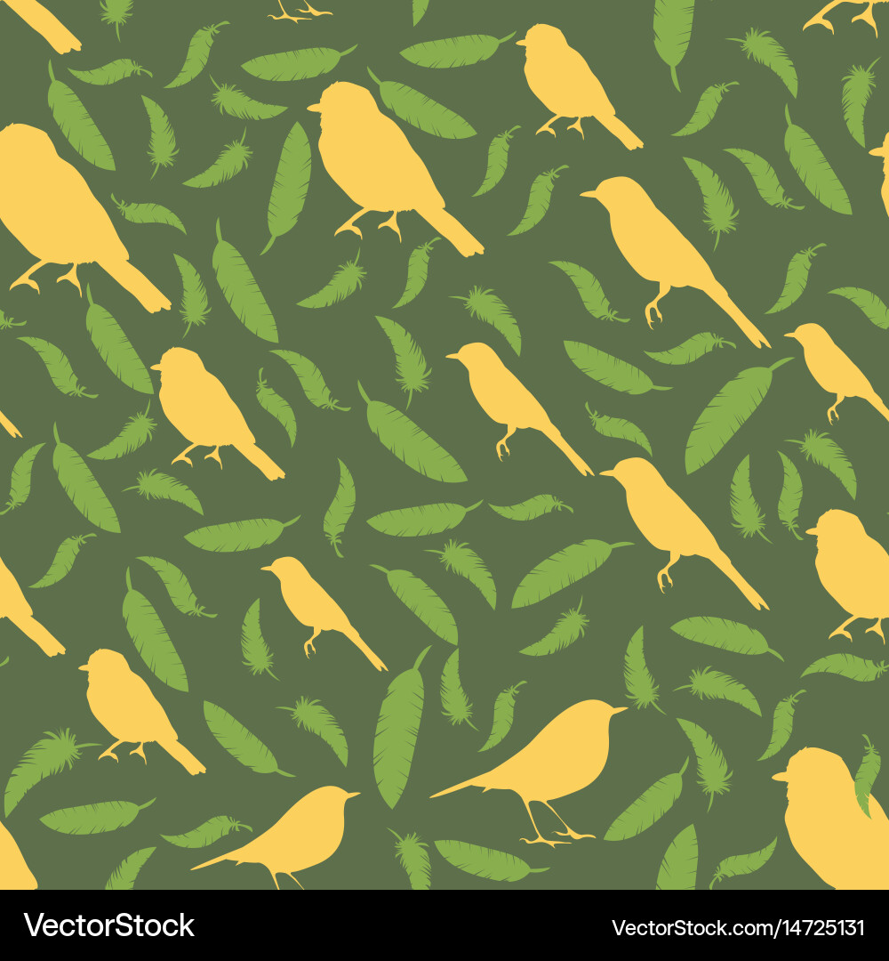 Seamless pattern with birds and feathers Vector Image