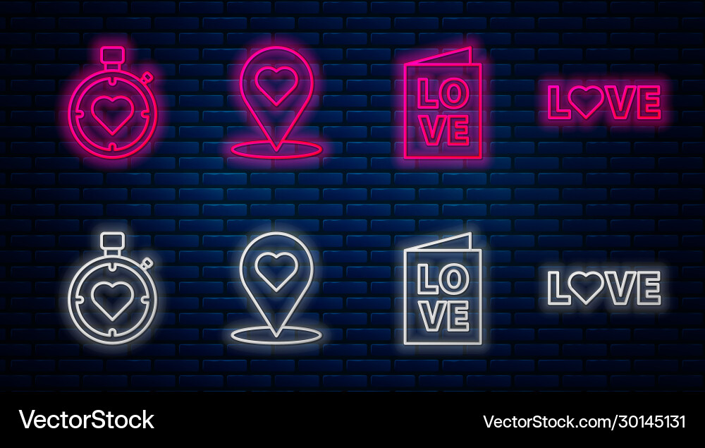 Set line map pointer with heart valentines day Vector Image