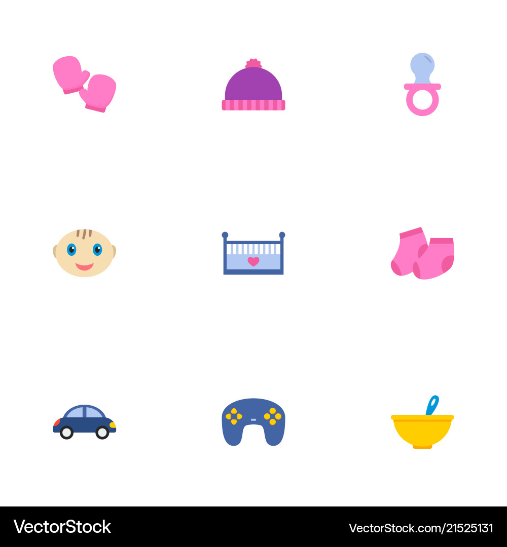 Set of child icons flat style symbols with nip Set of child icons flat style symbols with nip vector image