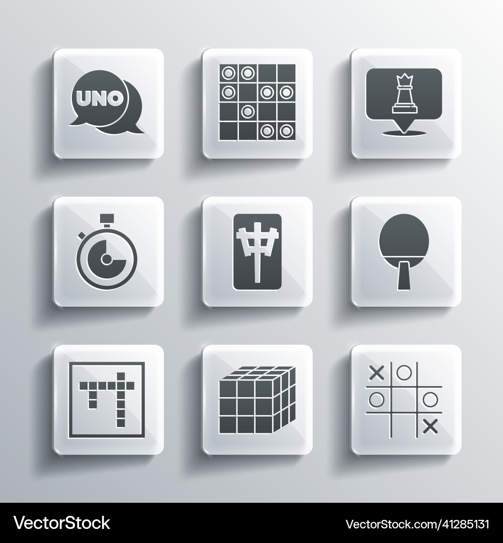 Set rubik cube tic tac toe game racket mahjong Set rubik cube tic tac toe game racket mahjong vector image