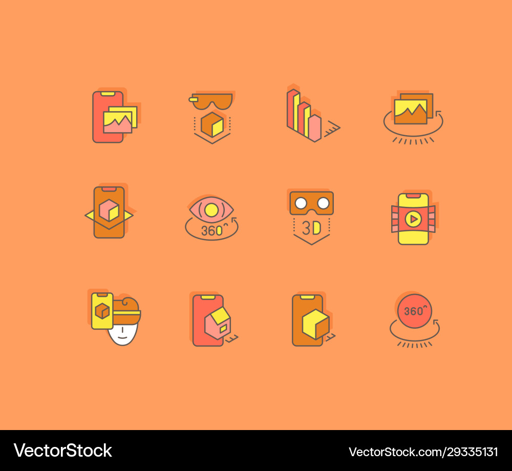 Set simple line icons vr and ar Set simple line icons vr and ar vector image