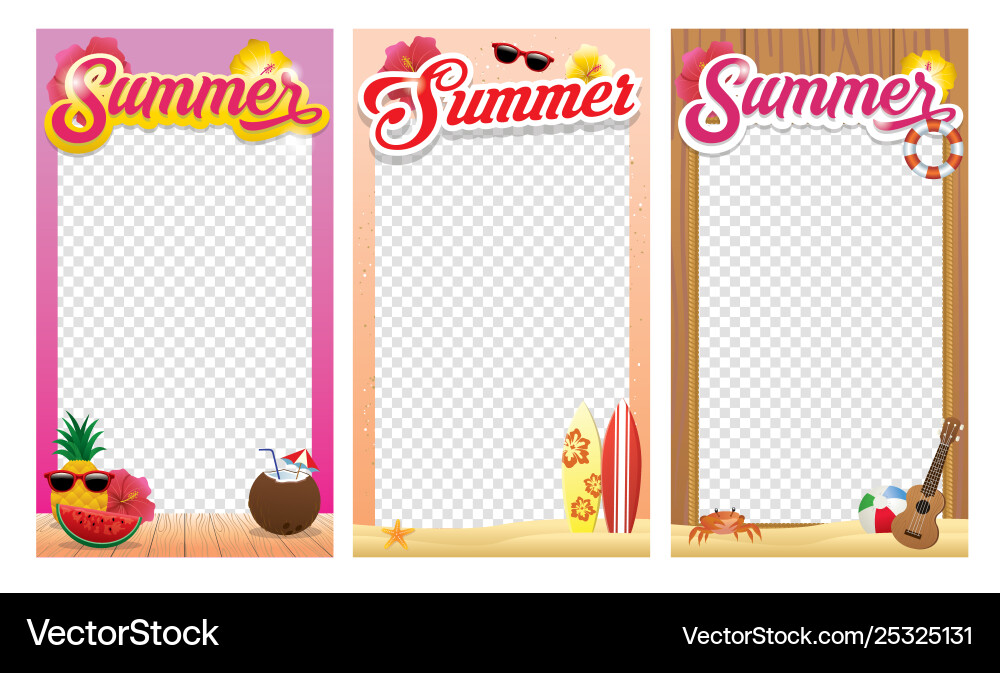 Summer Photo Frame Tropical Theme Vector Image