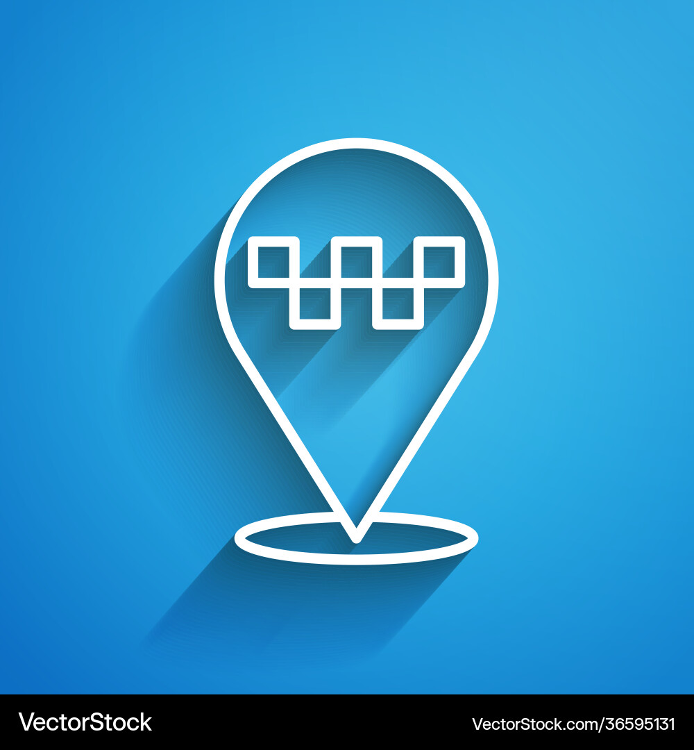 White line map pointer with taxi icon isolated White line map pointer with taxi icon isolated vector image