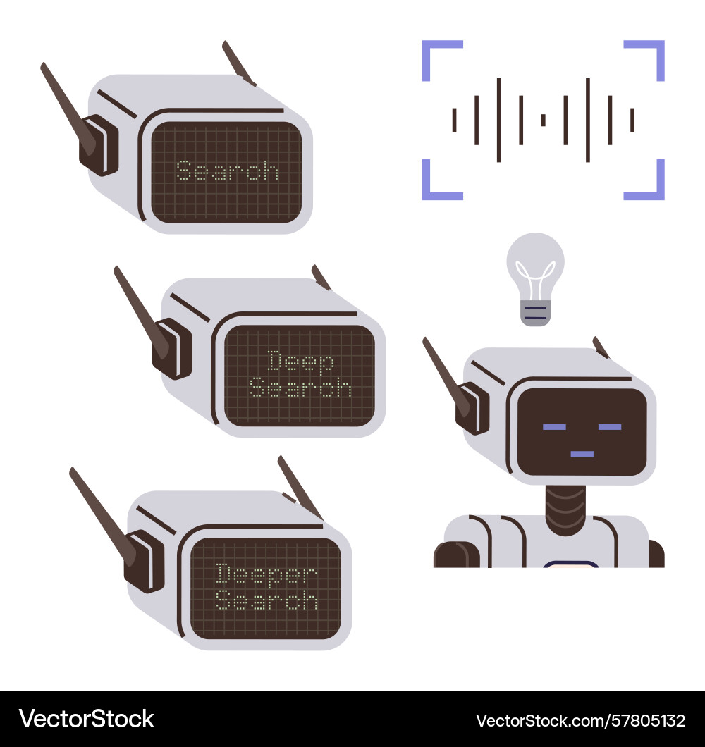 Ai-powered robot progression showcasing search Vector Image