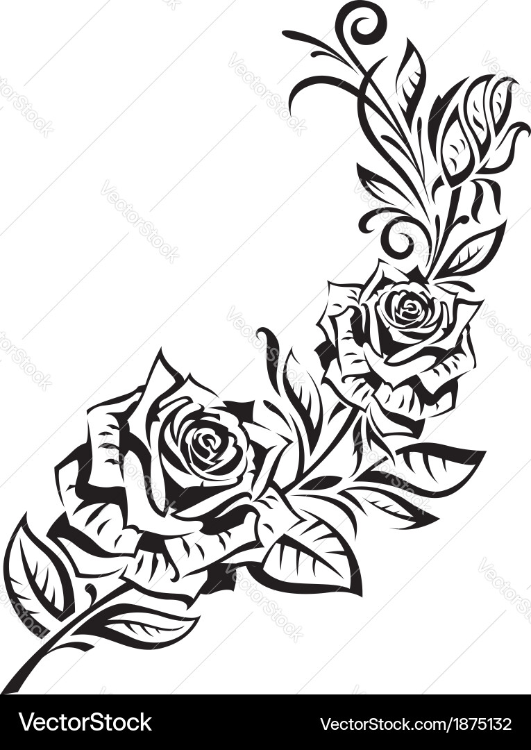 Black Rosebush Silhouette Vector Image