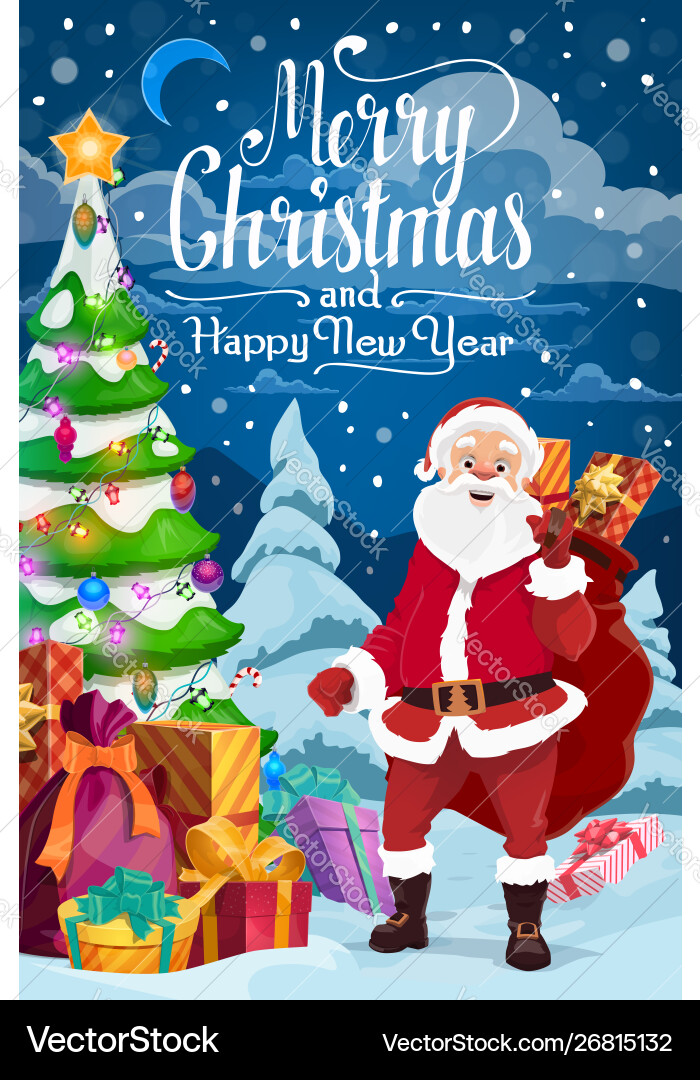 Christmas Holiday Santa & Festive Decorations vector image