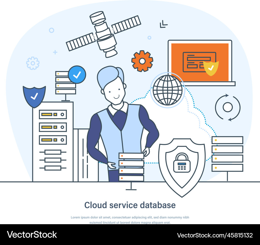 Cloud service database network computing Vector Image