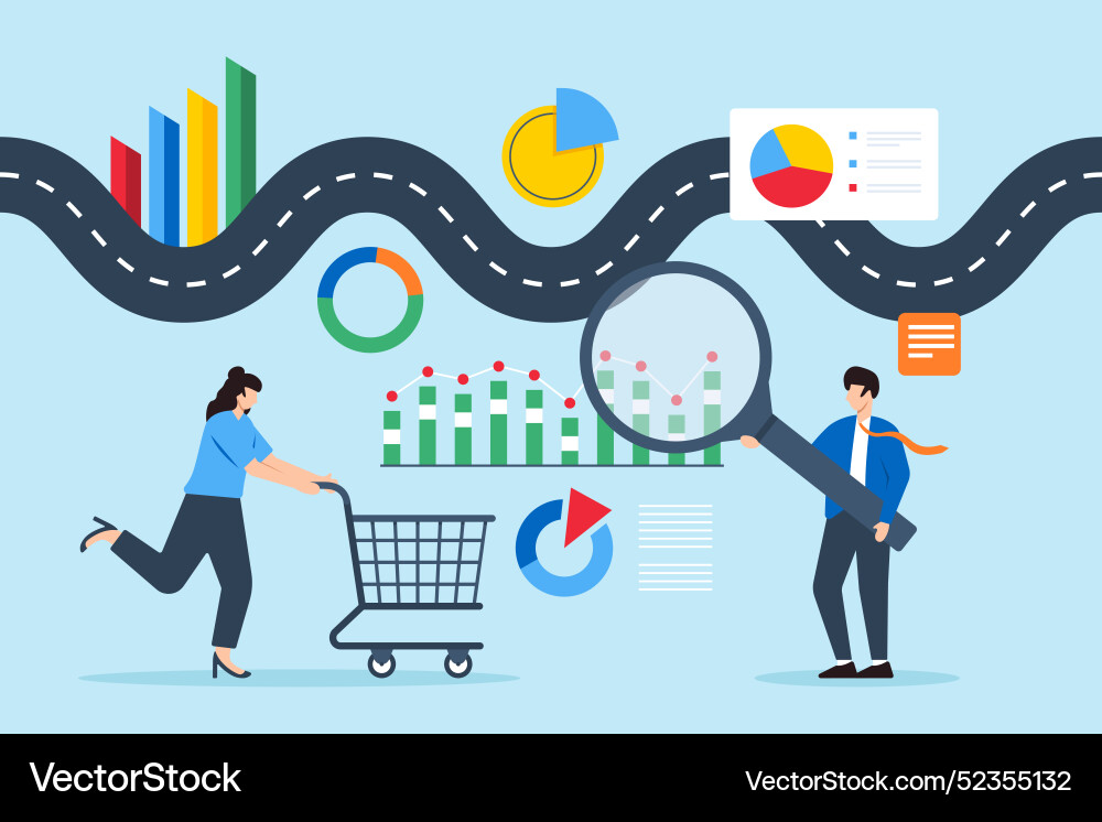 Customer journey mapping visualizing interactions Customer journey mapping visualizing interactions Vector Image