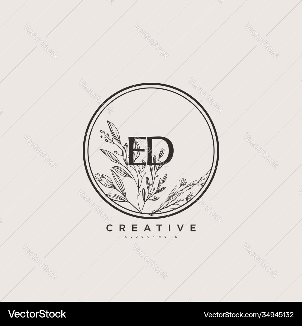 Ed initial logo art handwriting Vector Image