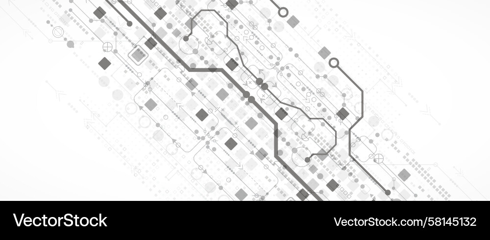 Gray Technological Circuit Background Vector Image