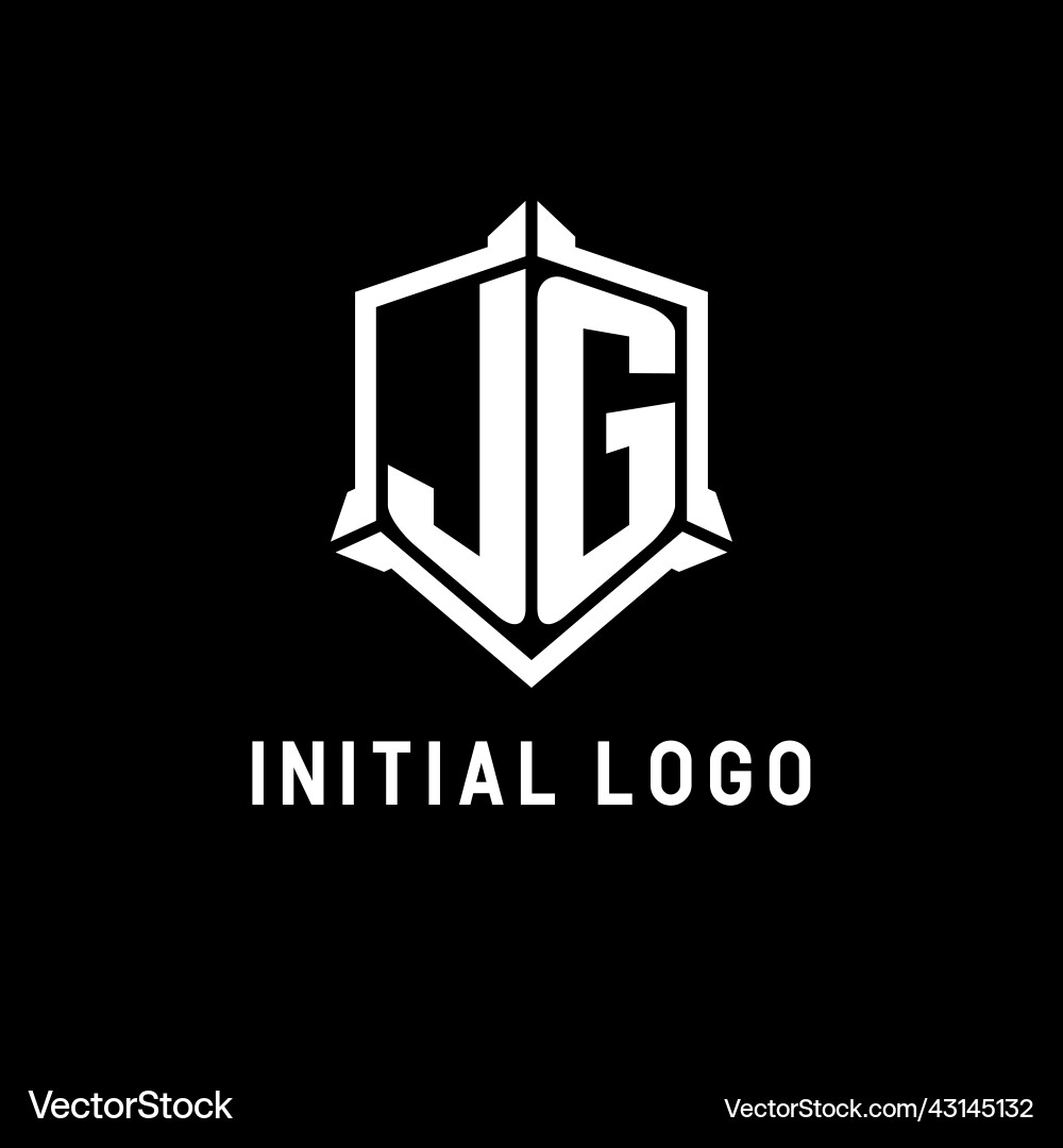 Jg logo initial with shield shape design style Jg logo initial with shield shape design style Vector Image