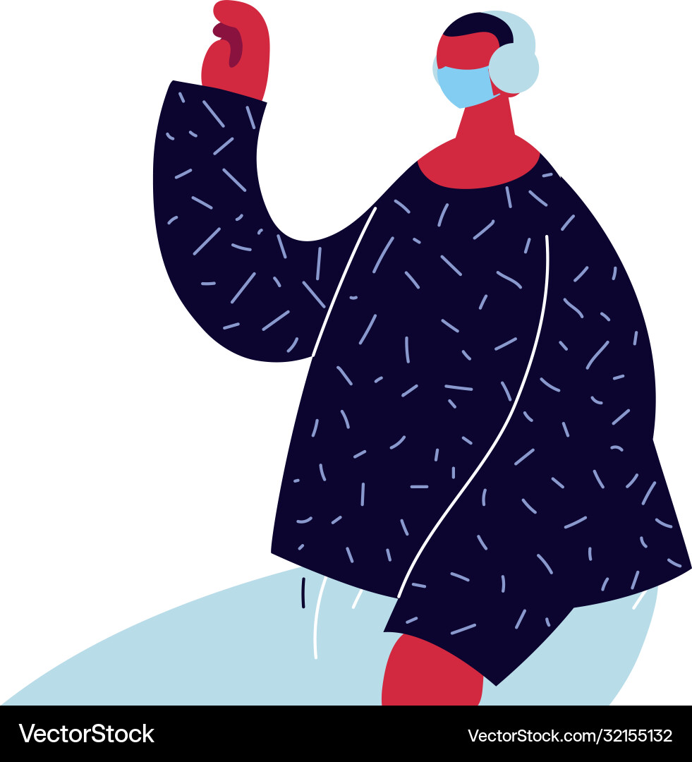 Man with mask and device in hand Man with mask and device in hand Vector Image