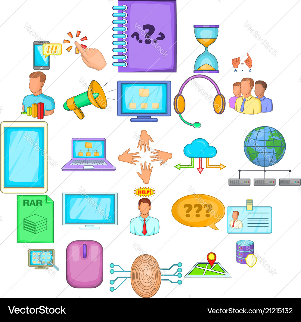 Notebook icons set cartoon style Vector Image
