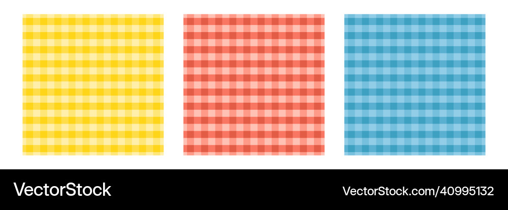 Set of three colorful checkered gingham patterns Set of three colorful checkered gingham patterns Vector Image