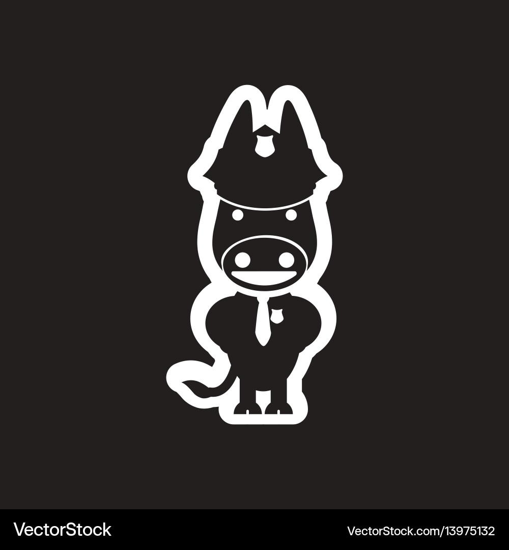 Style black and white icon donkey cop Vector Image