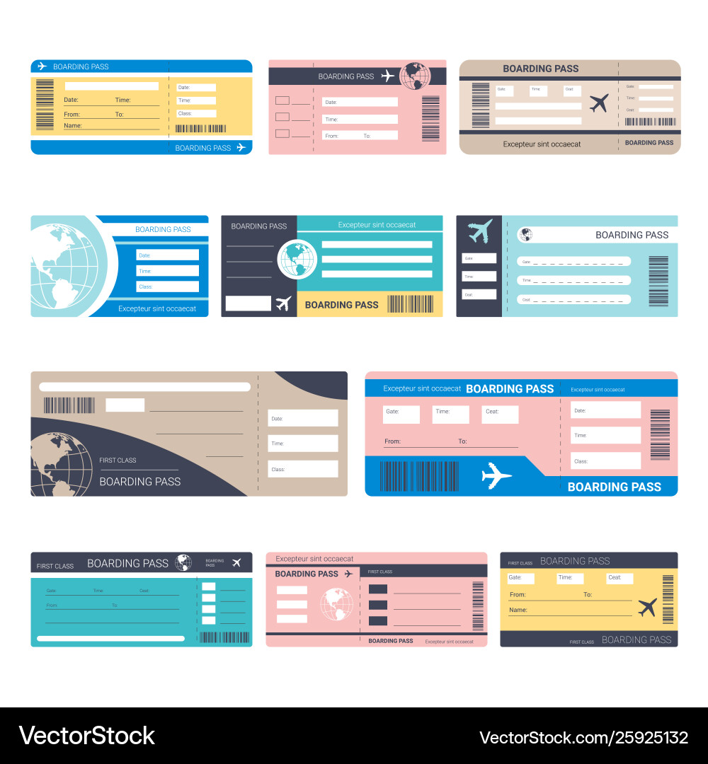 Tickets or boarding passes isolated objects Tickets or boarding passes isolated objects vector image