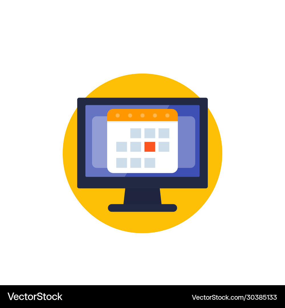 Computer Schedule Icon - Calendar App vector image