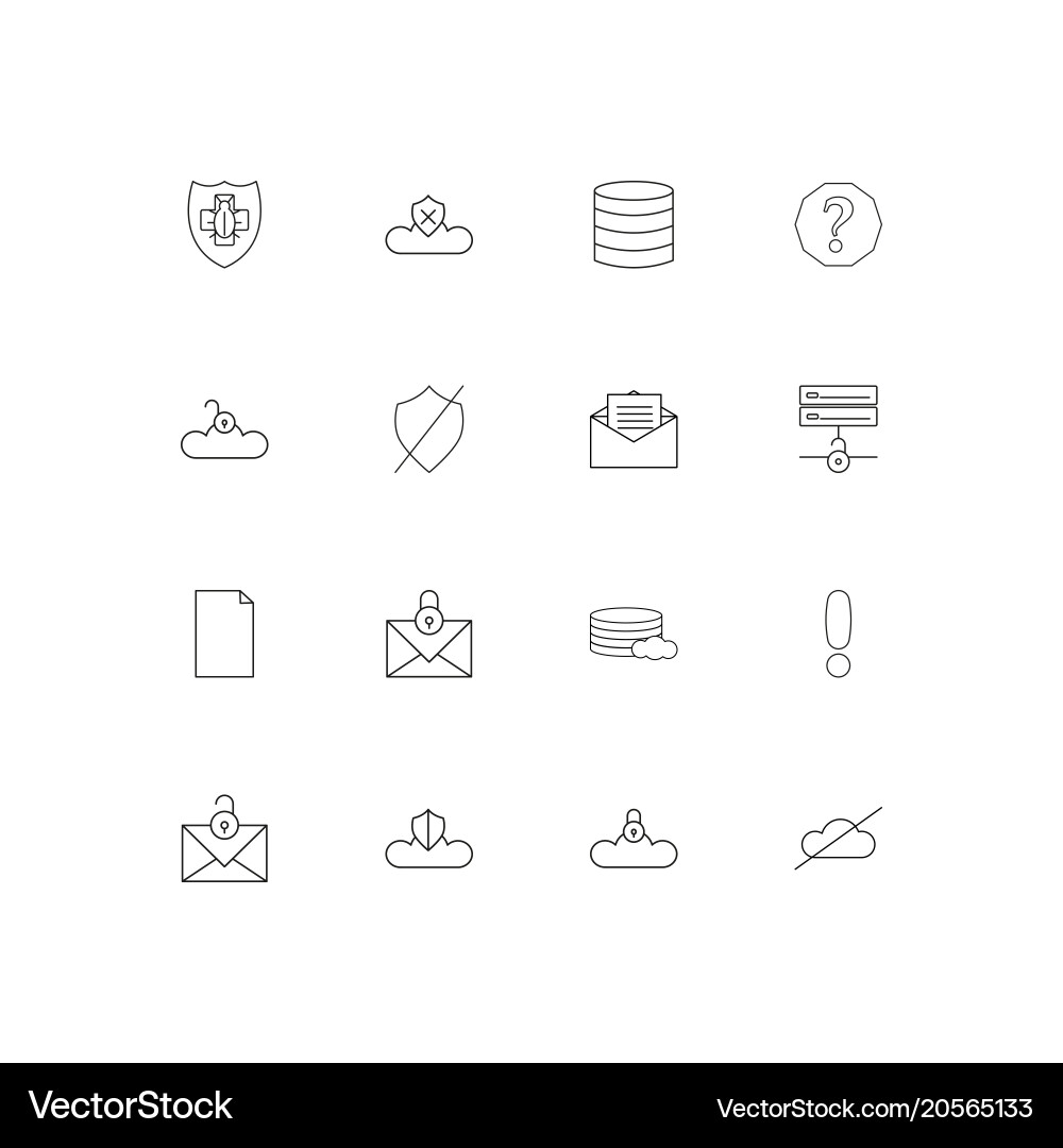 Cyber security simple linear icons set outlined vector image