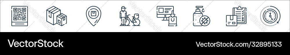 Delivery line icons linear set quality Vector Image