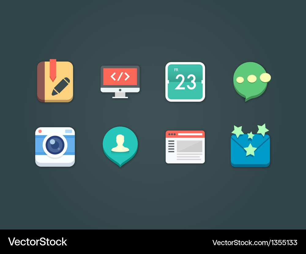 Flat icons for web and mobile vector image