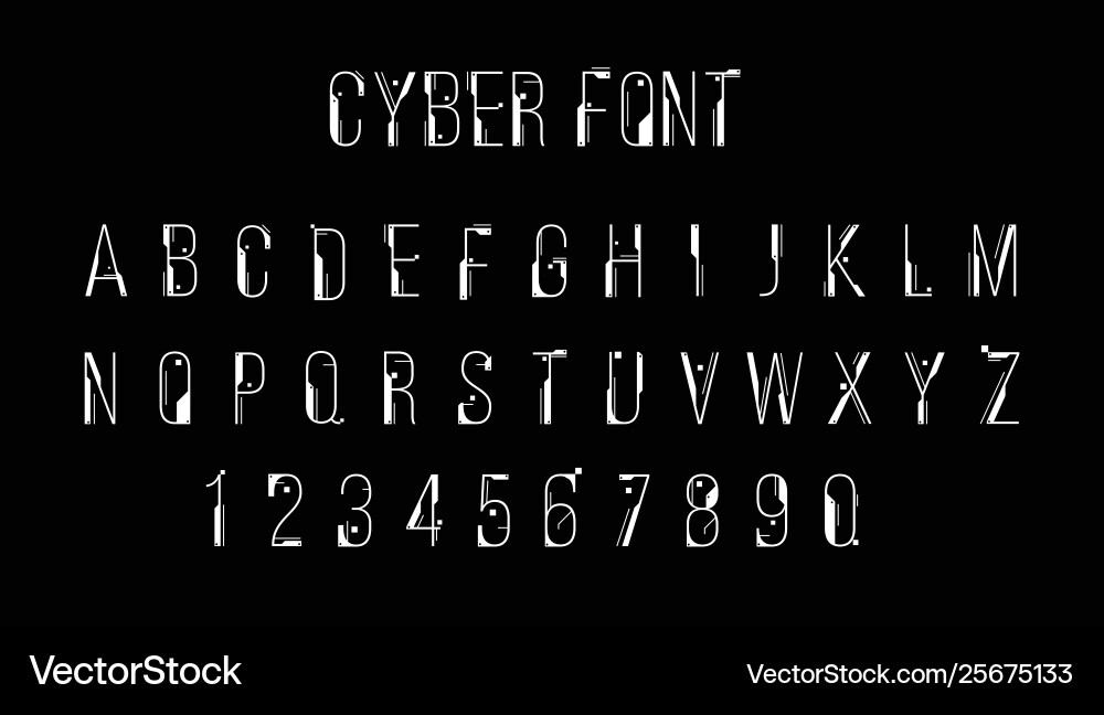 Futuristic font design letters and numbers Futuristic font design letters and numbers vector image