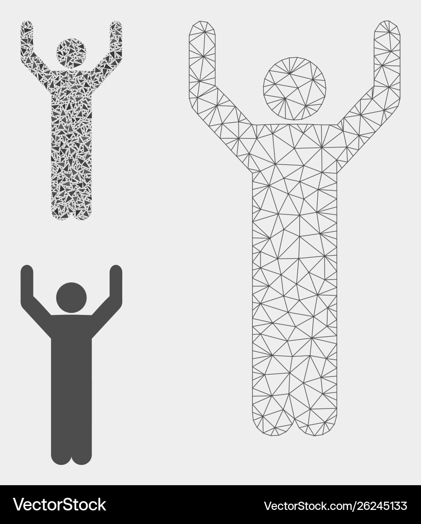 Hands up pose mesh wire frame model Hands up pose mesh wire frame model Vector Image