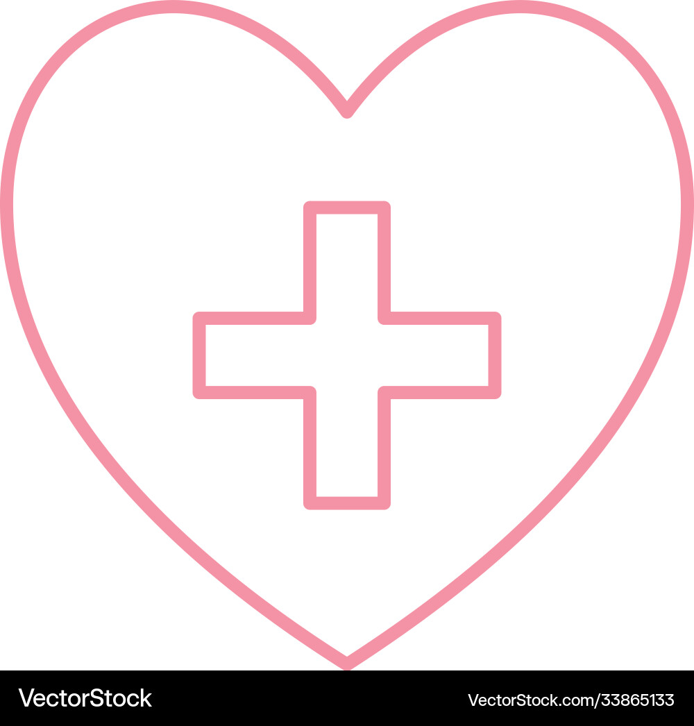 Heart with cross line style icon design Vector Image