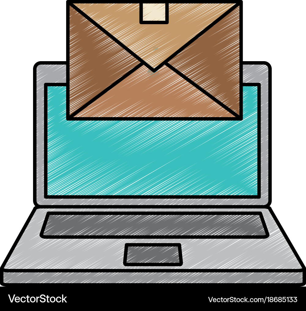 Laptop computer with envelope Vector Image