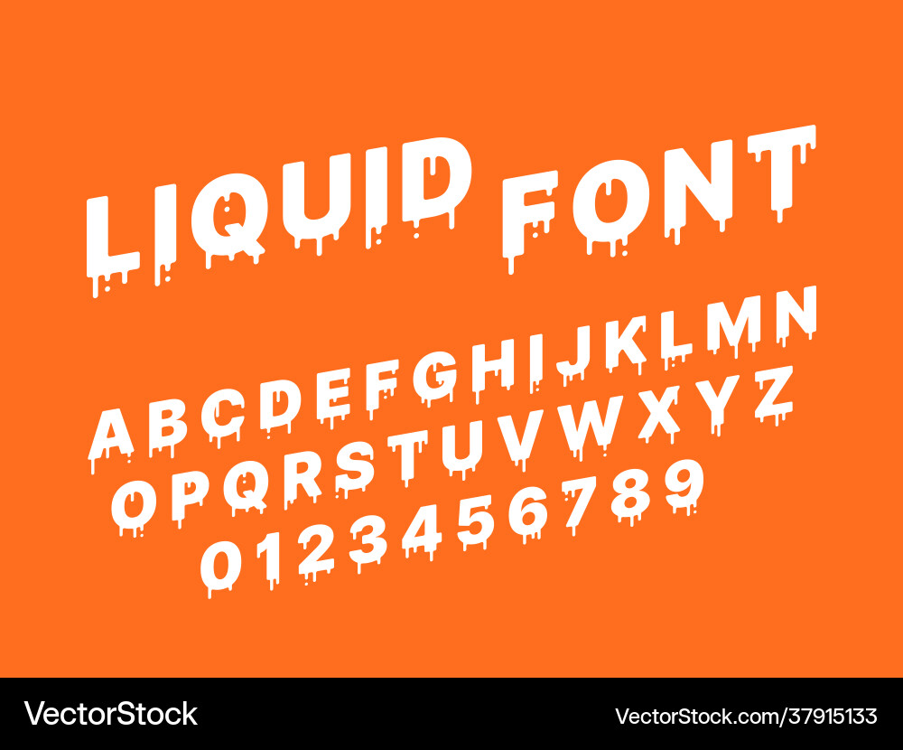 Liquid melting font flowing down diagonal white Liquid melting font flowing down diagonal white vector image