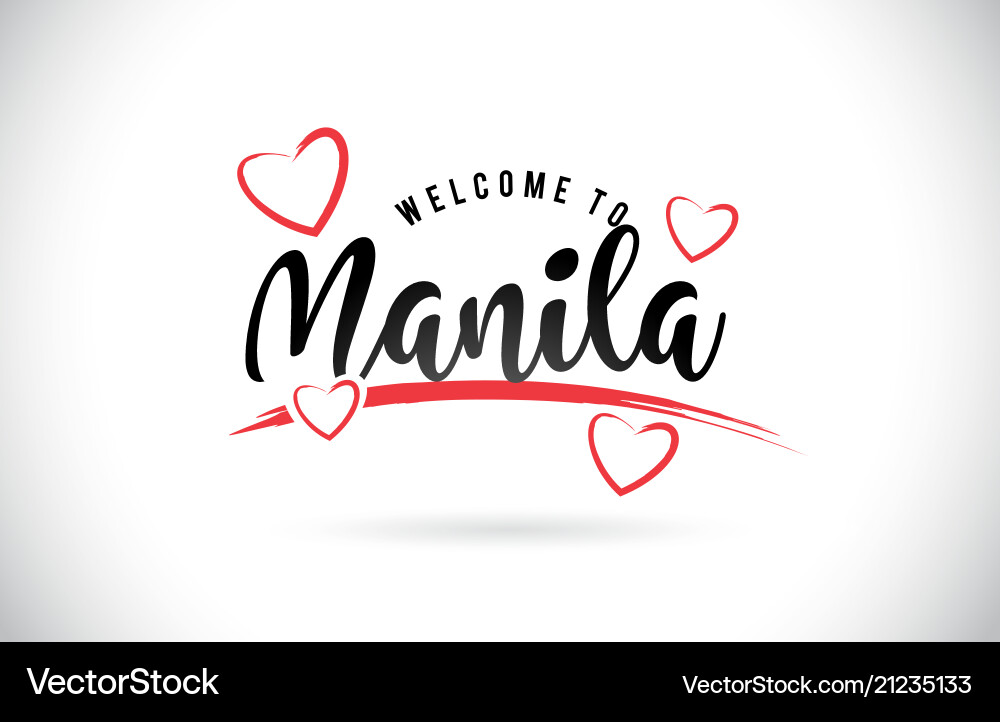 Manila welcome to word text with handwritten font Manila welcome to word text with handwritten font Vector Image