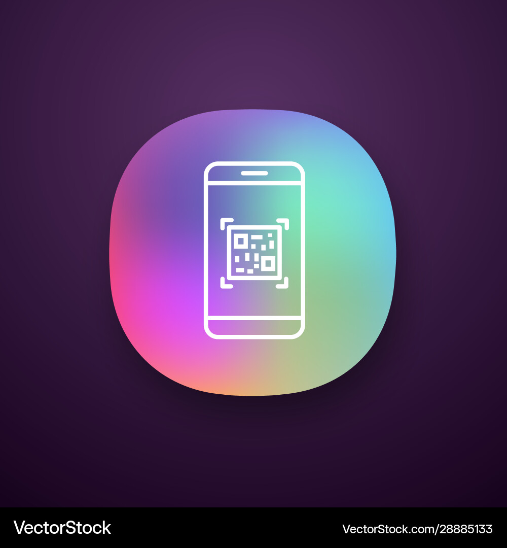 Qr code scanning smartphone app icon Qr code scanning smartphone app icon vector image
