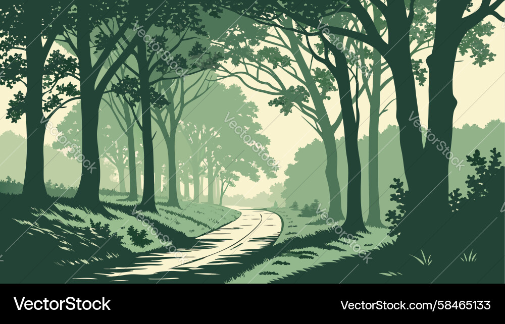 Serene Forest Path Vector Image