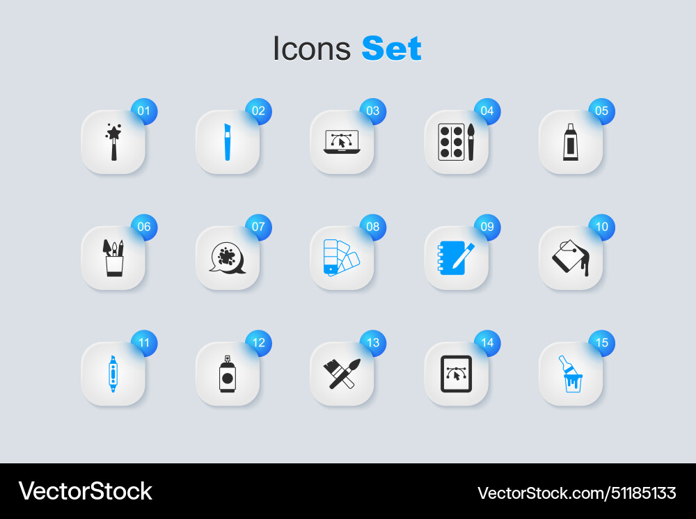 Set computer with design program paint spray Set computer with design program paint spray vector image
